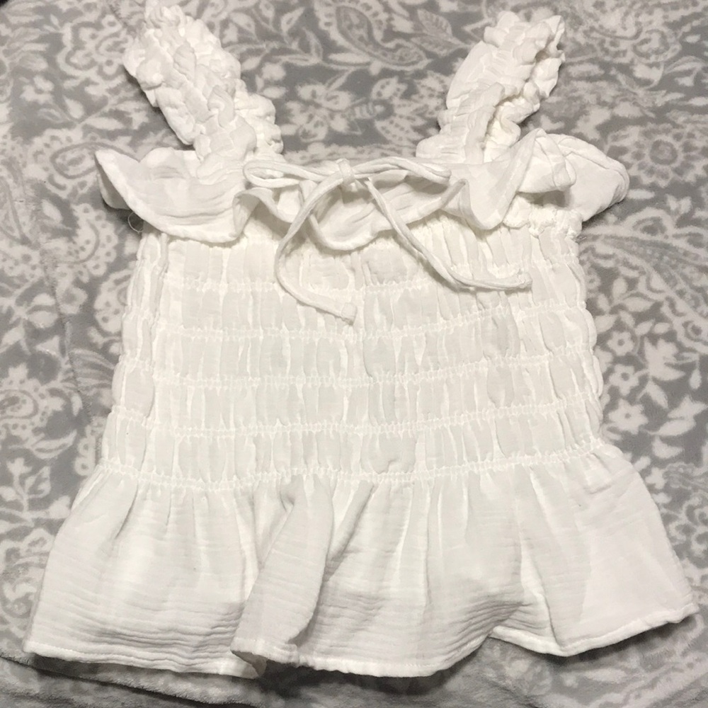 White Ruffled Sleeveless Top